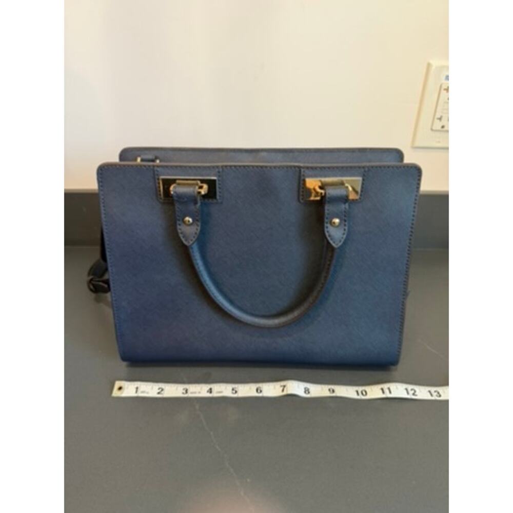 Michael Kors Quinn Satchel Navy Blue Saffiano Leather Top Handle Bag Medium - Picture 6 of 12
